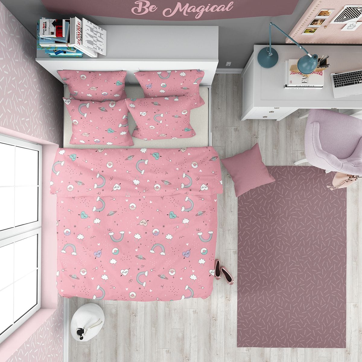 Детско Спално Бельо ЕДНОРОГ, 100% Памук Ранфорс, 4 части