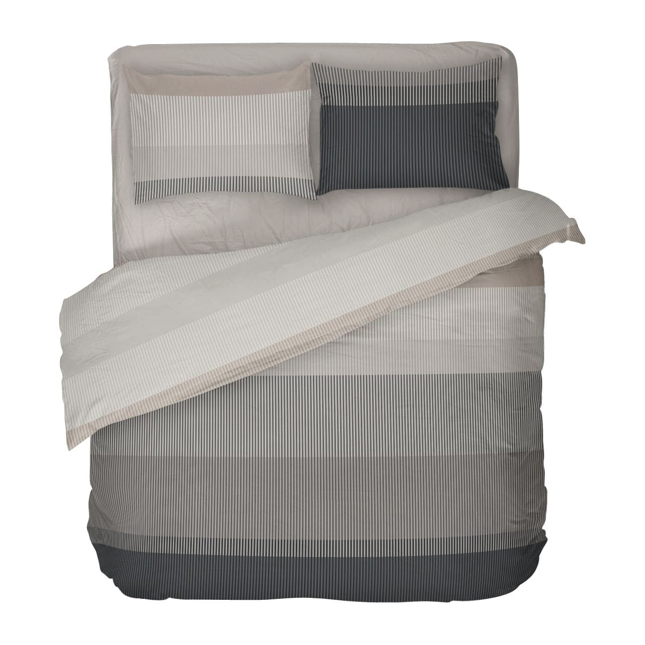 Спално бельо на райе Нептун КАФЯВ, 100% Памук Ранфорс, 4 части