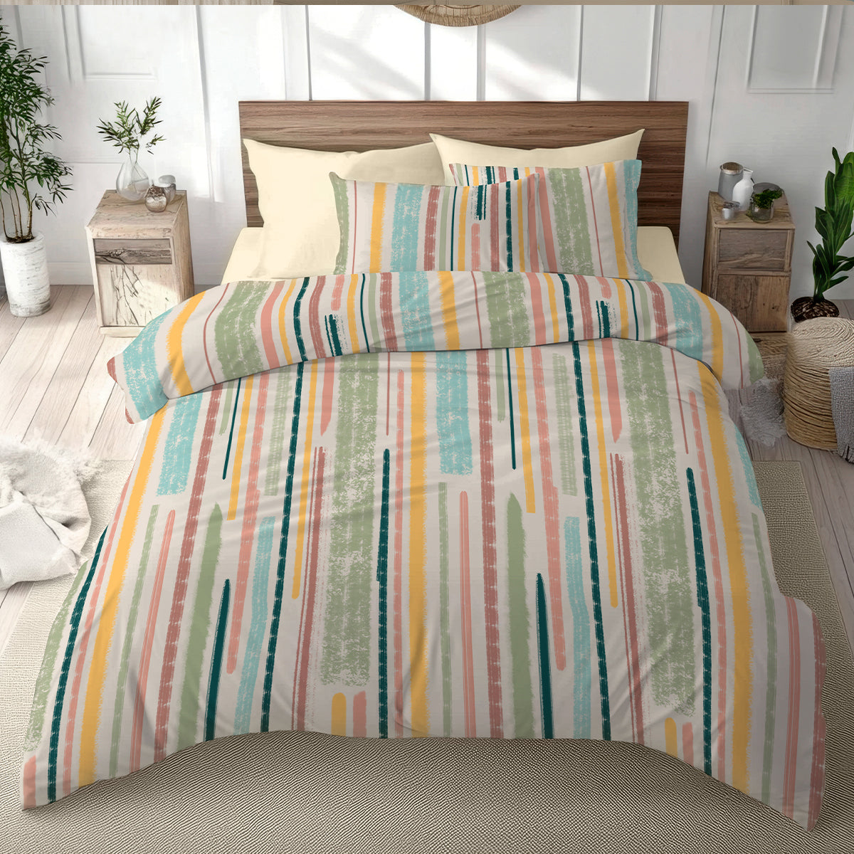 Спално бельо ХЕПИ, 100% Памук Ранфорс, 5 части