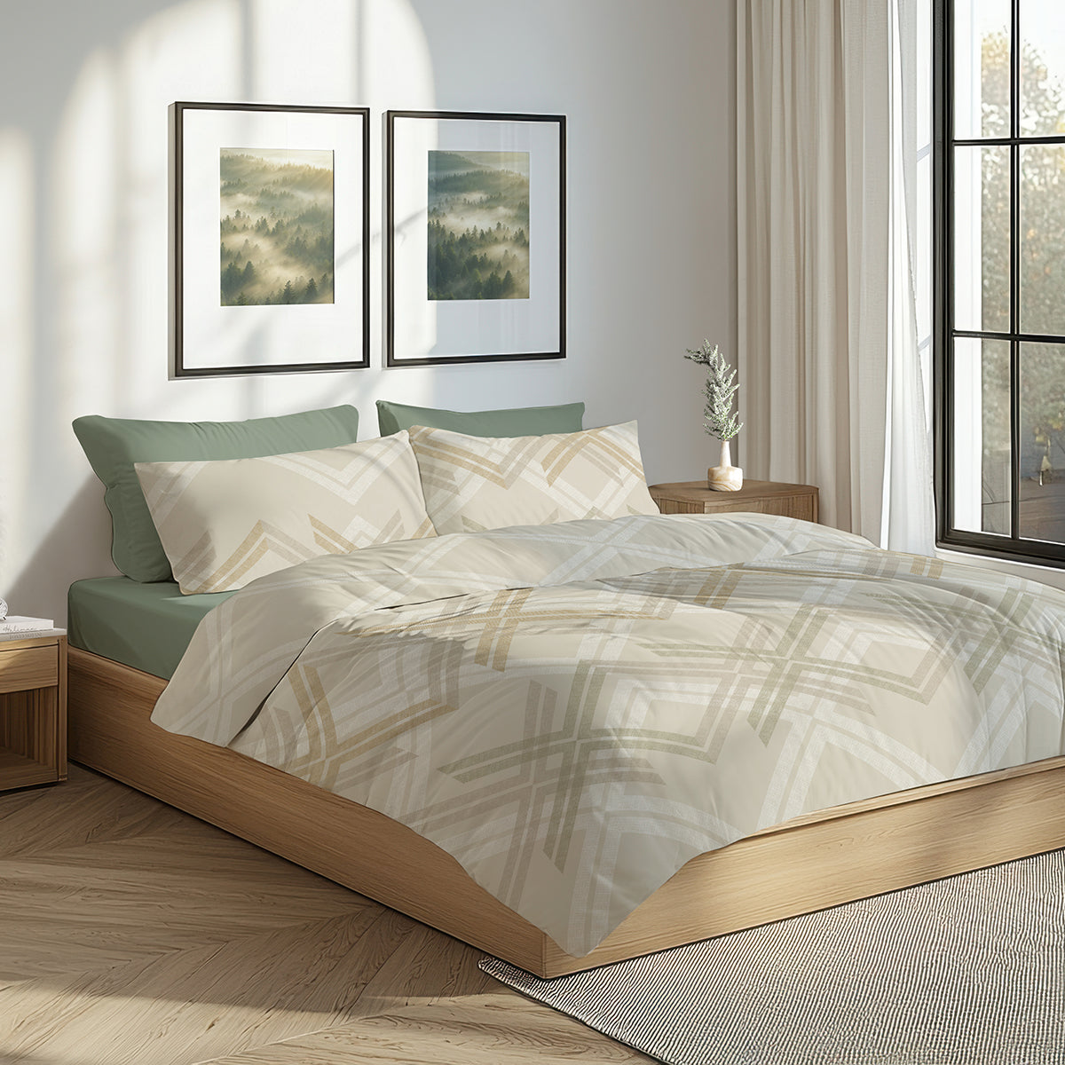 Спално бельо ДЖАСПЪР, 100% Памук Ранфорс, 4 части