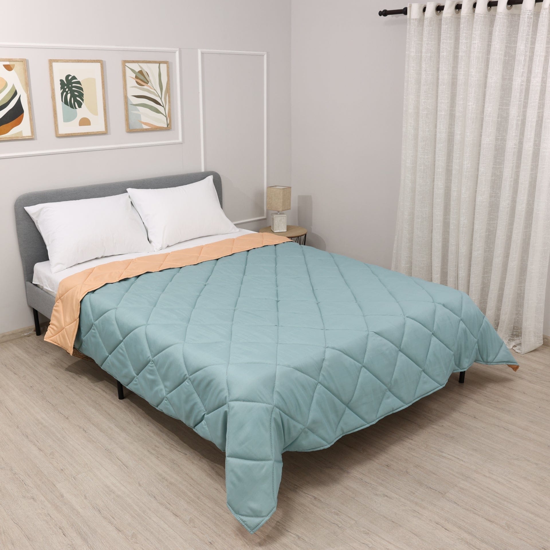 Лятна олекотена завивка за спалня Елинор Аква/Праскова 200/210 см.