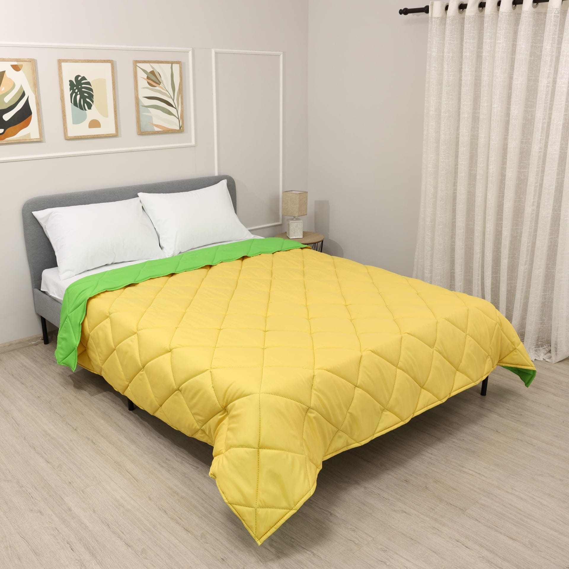 Лятна олекотена завивка за спалня Елинор Жълто/Зелено 200/210 см.
