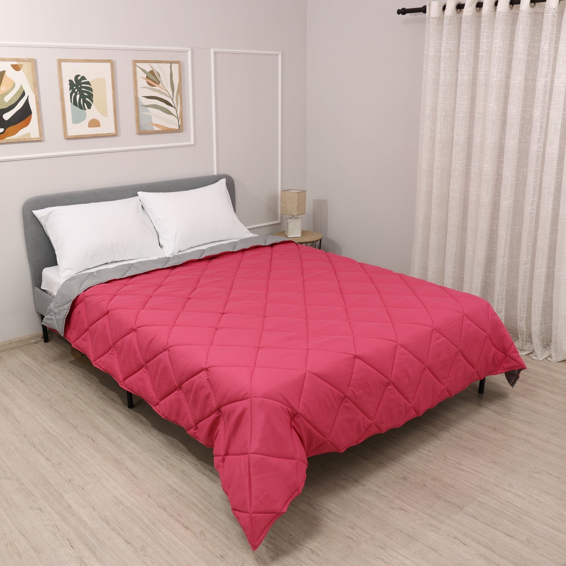 Лятна олекотена завивка за спалня Елинор Розово/Сиво 200/210 см.