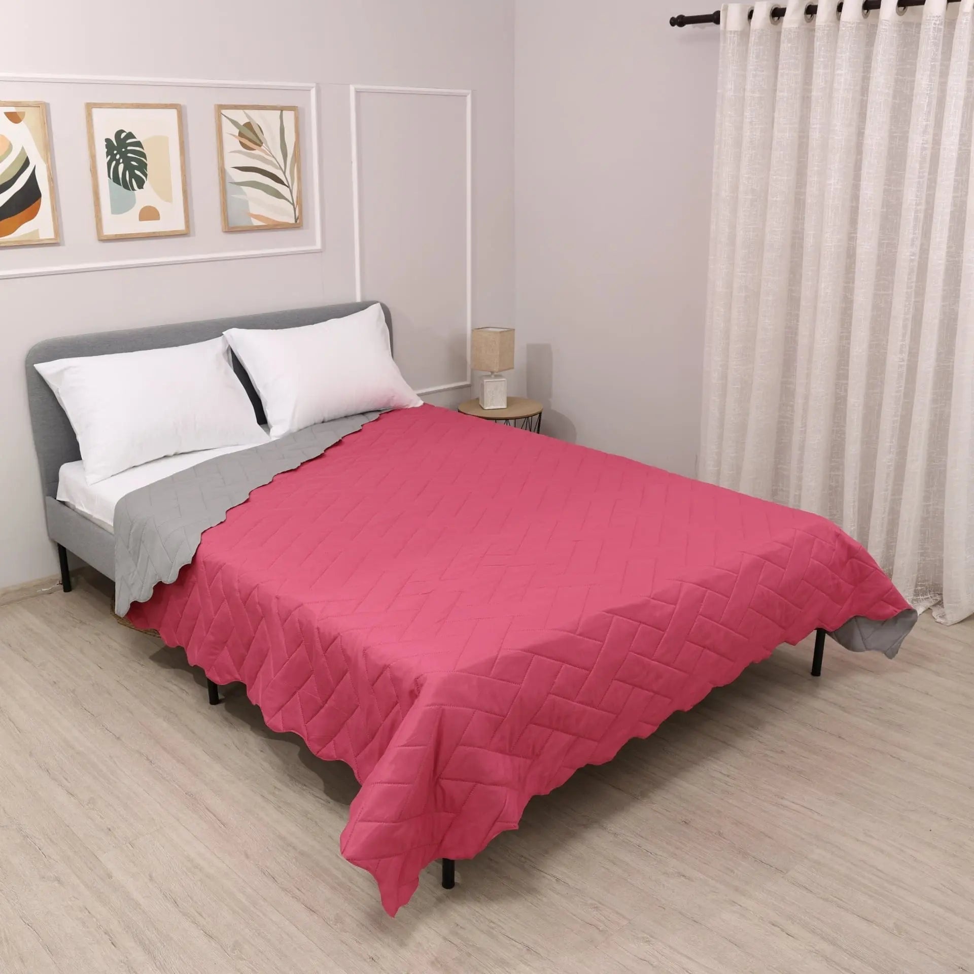 Двулицево шалте за спалня или диван Изи Розово/Сиво 200/220см. Izidream