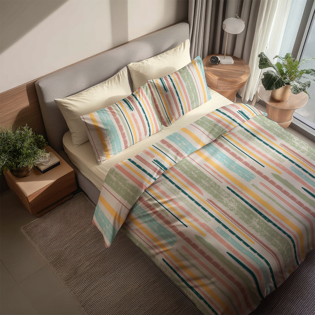 Спално бельо ХЕПИ, 100% Памук Ранфорс, 4 части