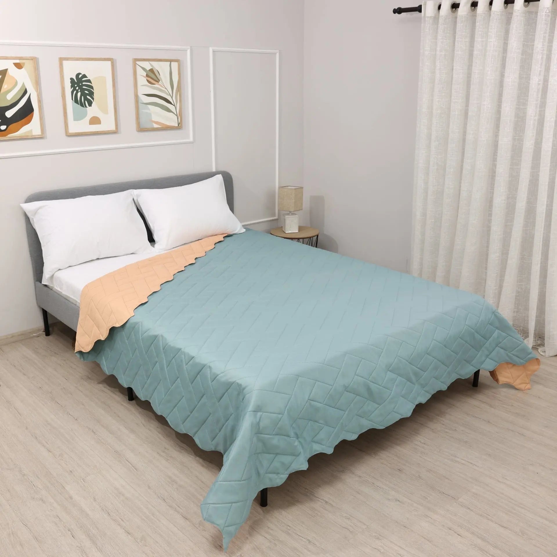 Двулицево шалте за единично легло или диван Изи Аква/Праскова 150/220см. Izidream