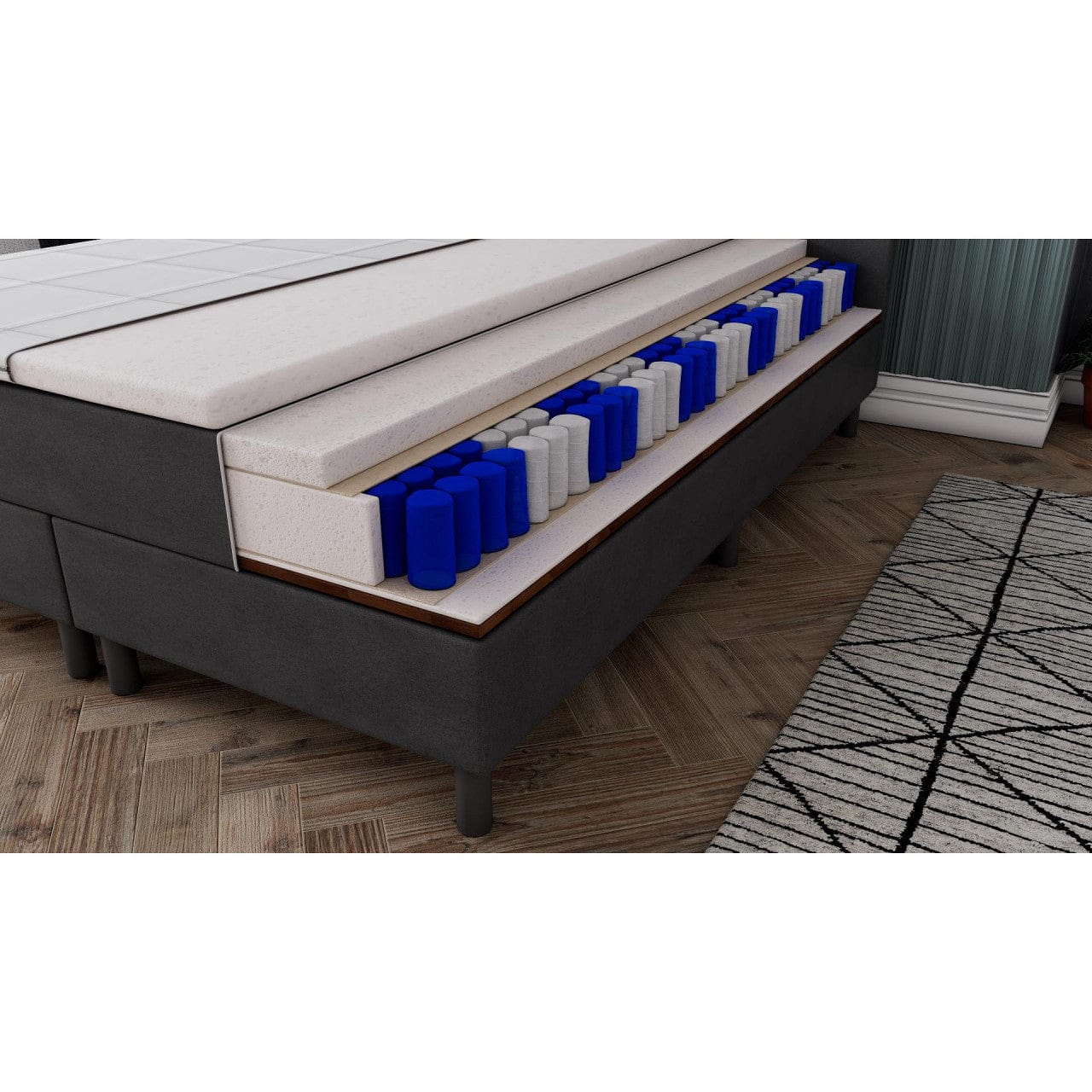 СПАЛНЯ БОКССПРИНГ РИВА GRAPHITE - MATTRO