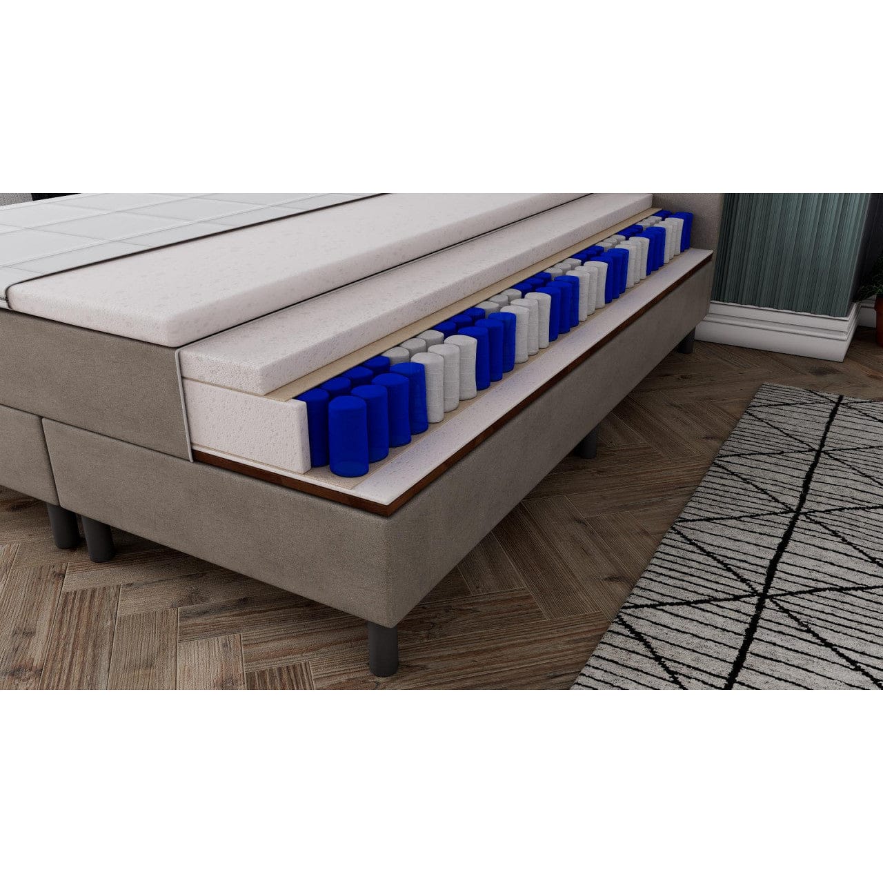 СПАЛНЯ БОКССПРИНГ РИВА GREY-BEIGE - MATTRO