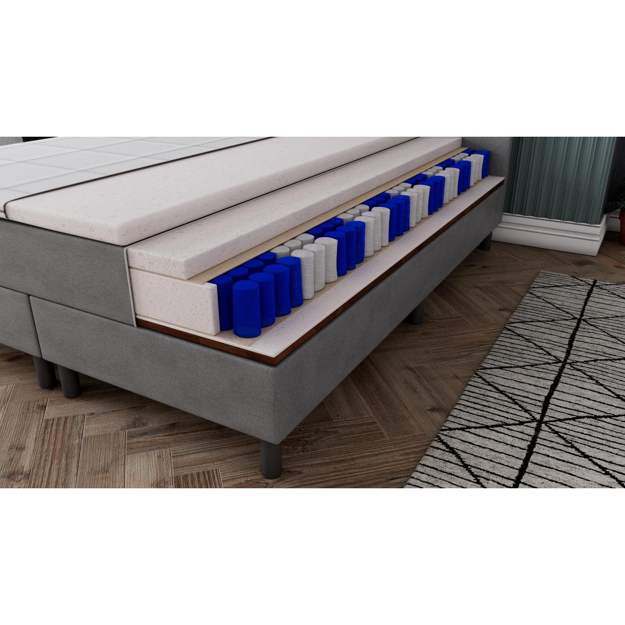 СПАЛНЯ БОКССПРИНГ РИВА LIGHT GREY - MATTRO