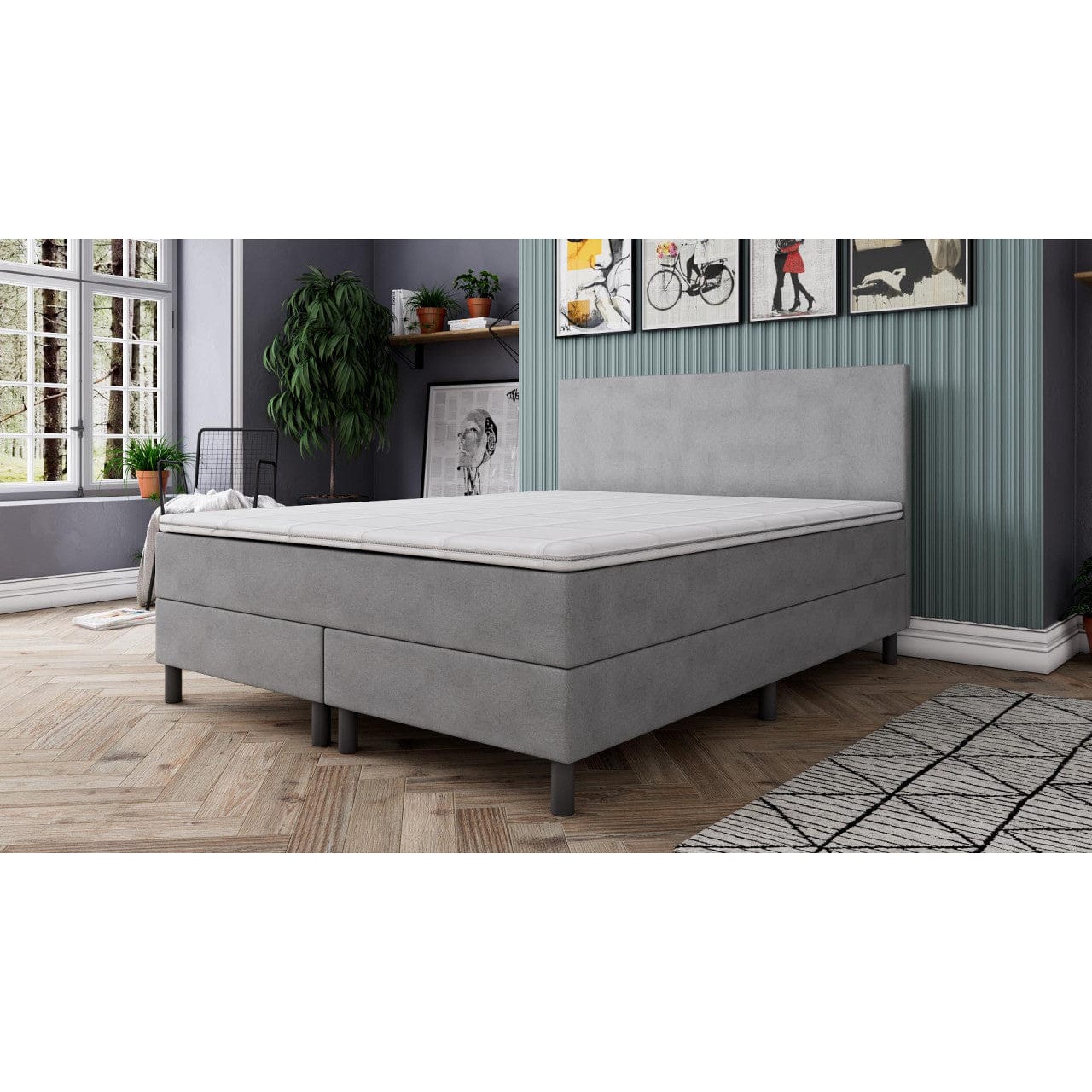 СПАЛНЯ БОКССПРИНГ РИВА LIGHT GREY - MATTRO