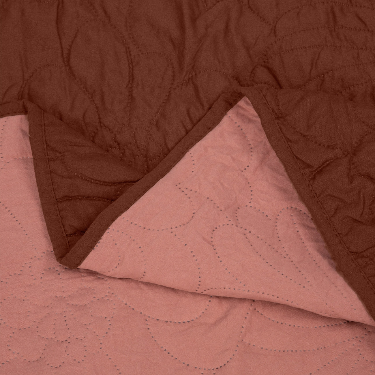 Двулицево шалте за легло ФЛОРЕНА Кафяво/Праскова, 160/220