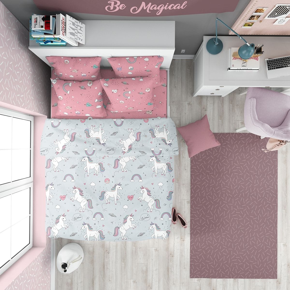 Детско Спално Бельо ЕДНОРОГ, 100% памук Ранфорс, 3 части