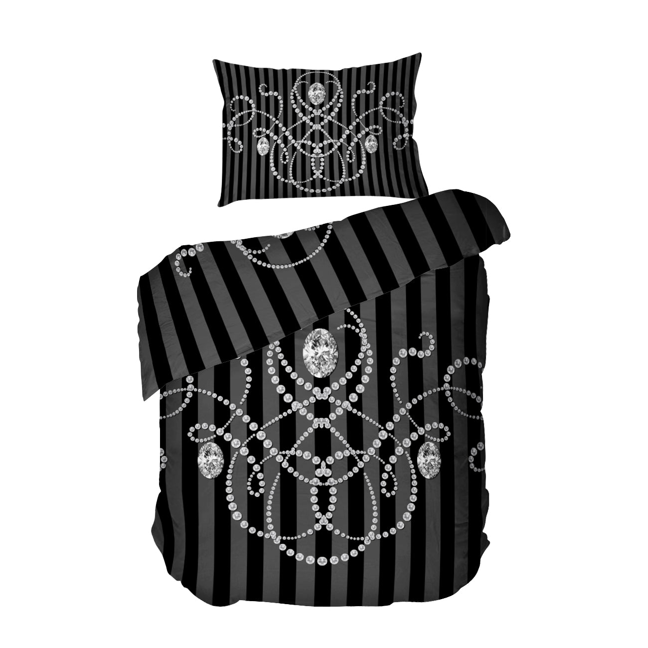 Единичен Размер Спално Бельо Без Долен Чаршаф Либърти Черно, 100% Памучен сатен