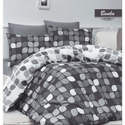 Спално бельо 3 части за единично легло Бунку Грей - графитен шик в сиво и бяло Izidream