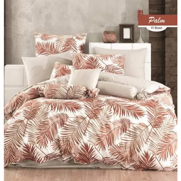 Спално бельо 3 части за единично легло Палм Браун - тропически нотки в спалнята Izidream