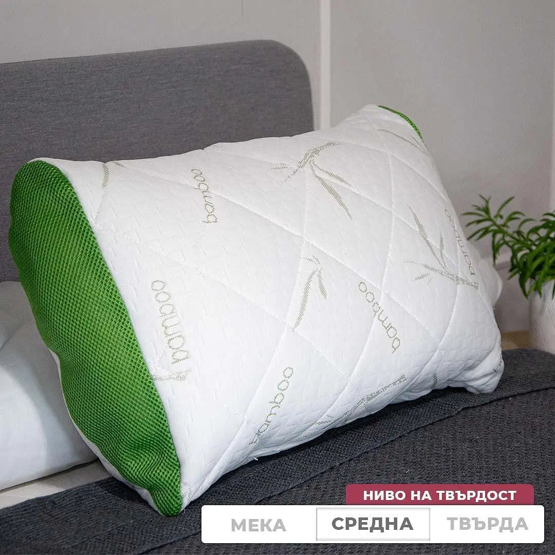 Бамбу 3D - възглавница с бамбукови влакна, С цип за регулиране на височината, Анти-алергична, За всички позиции на сън Izidream