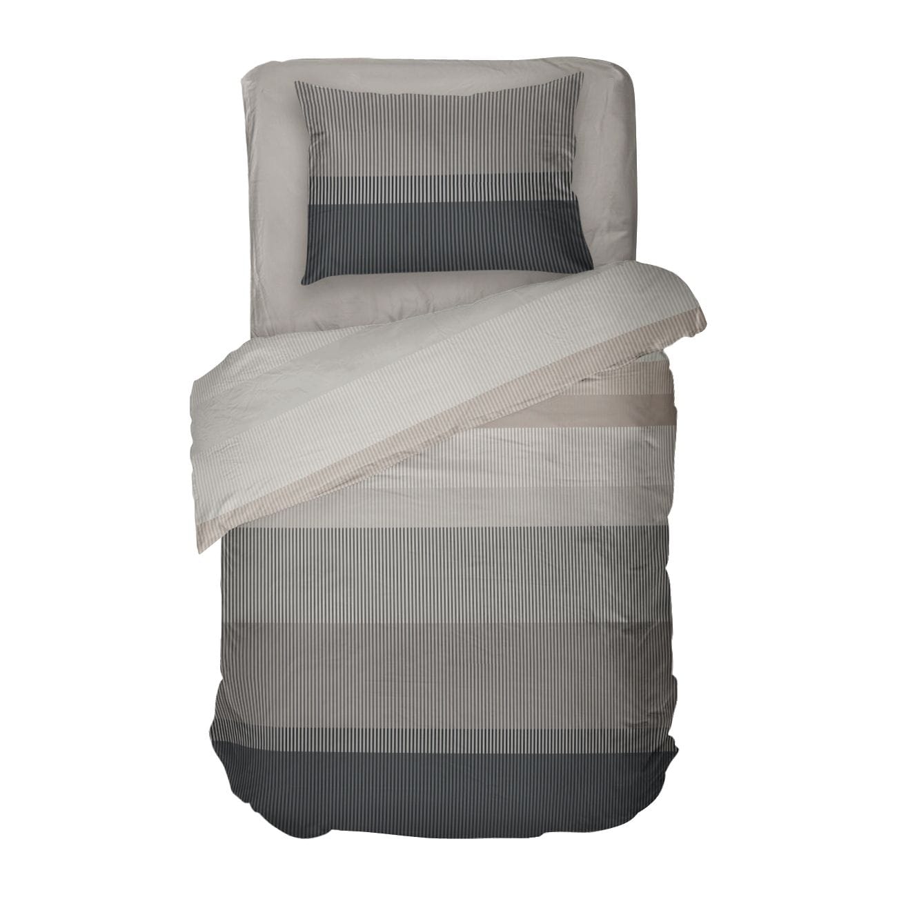 Спално бельо на райе Нептун КАФЯВ, 100% Памук Ранфорс, 3 части